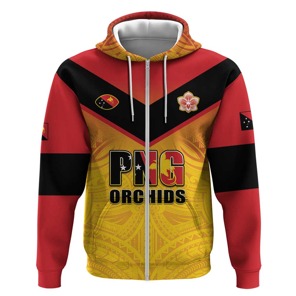 Papua New Guinea Rugby Custom Zip Hoodie Go Orchids Pacific Champions LT05 Zip Hoodie Yellow - Polynesian Pride