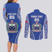 Fetu Samoa Rugby Custom Couples Matching Long Sleeve Bodycon Dress and Long Sleeve Button Shirt Go Champions LT05 - Polynesian Pride