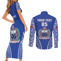 Fetu Samoa Rugby Custom Couples Matching Short Sleeve Bodycon Dress and Long Sleeve Button Shirt Go Champions LT05 - Polynesian Pride