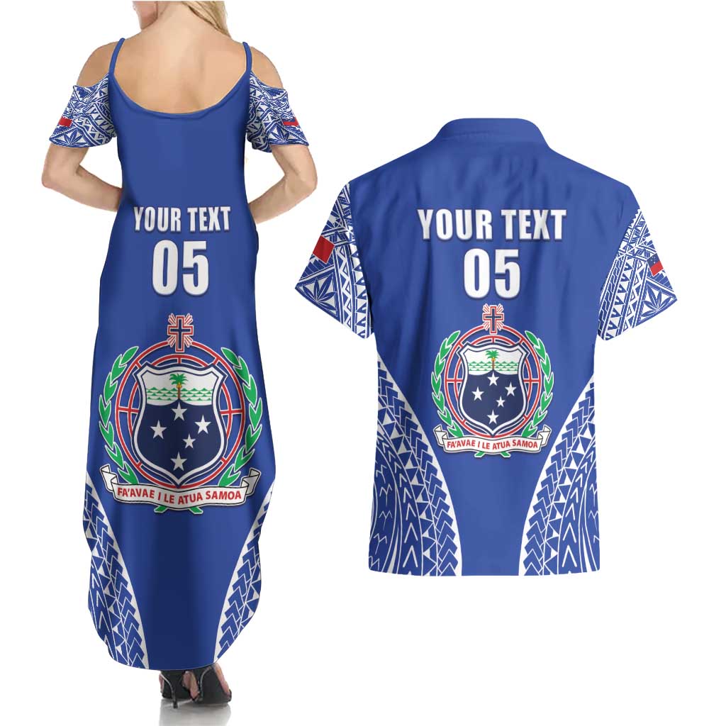 Fetu Samoa Rugby Custom Couples Matching Summer Maxi Dress and Hawaiian Shirt Go Champions LT05 - Polynesian Pride