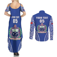 Fetu Samoa Rugby Custom Couples Matching Summer Maxi Dress and Long Sleeve Button Shirt Go Champions LT05 - Polynesian Pride