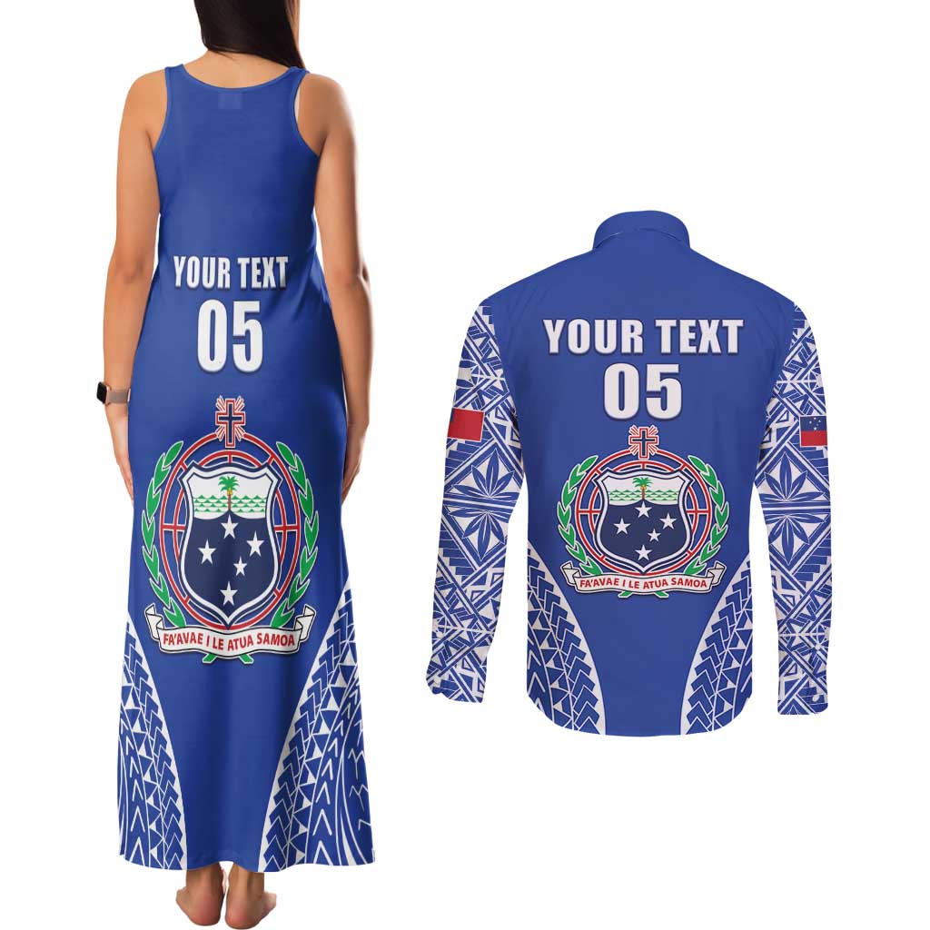 Fetu Samoa Rugby Custom Couples Matching Tank Maxi Dress and Long Sleeve Button Shirt Go Champions LT05 - Polynesian Pride