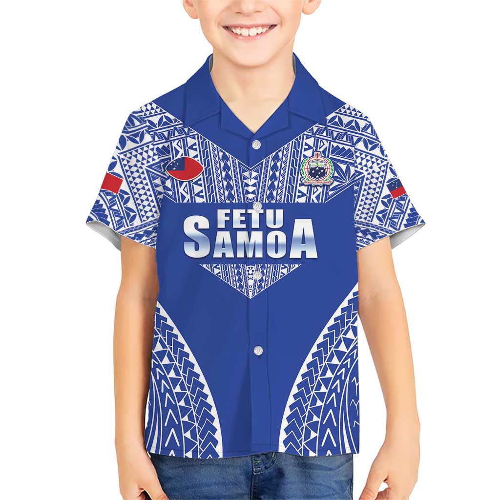 Fetu Samoa Rugby Custom Kid Hawaiian Shirt Go Champions LT05 Kid Blue - Polynesian Pride