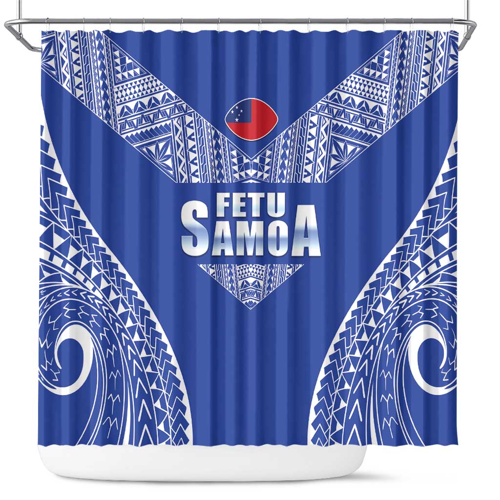 Fetu Samoa Rugby Shower Curtain Go Champions LT05 Blue - Polynesian Pride