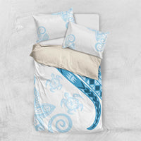 Blue Polynesian Tribal Turtle Floral Pattern Bedding Set