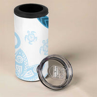 Blue Polynesian Tribal Turtle Floral Pattern 4 in 1 Can Cooler Tumbler