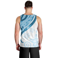 Blue Polynesian Tribal Turtle Floral Pattern Men Tank Top