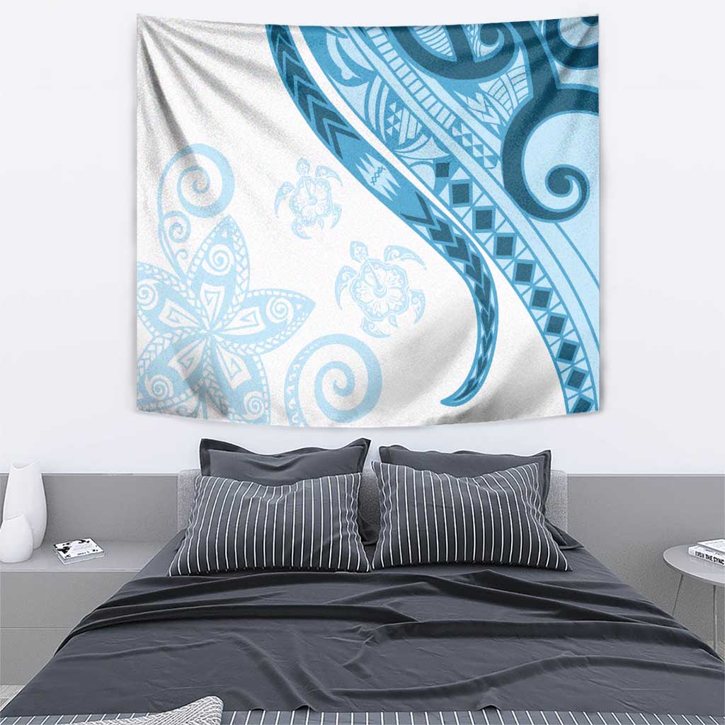 Blue Polynesian Tribal Turtle Floral Pattern Tapestry LT05 - Polynesian Pride
