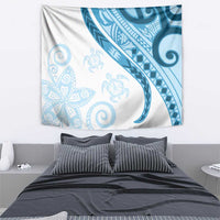 Blue Polynesian Tribal Turtle Floral Pattern Tapestry LT05 - Polynesian Pride