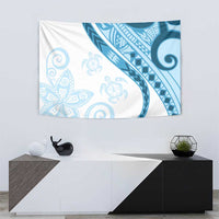 Blue Polynesian Tribal Turtle Floral Pattern Tapestry LT05 - Polynesian Pride