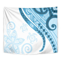 Blue Polynesian Tribal Turtle Floral Pattern Tapestry LT05 - Polynesian Pride