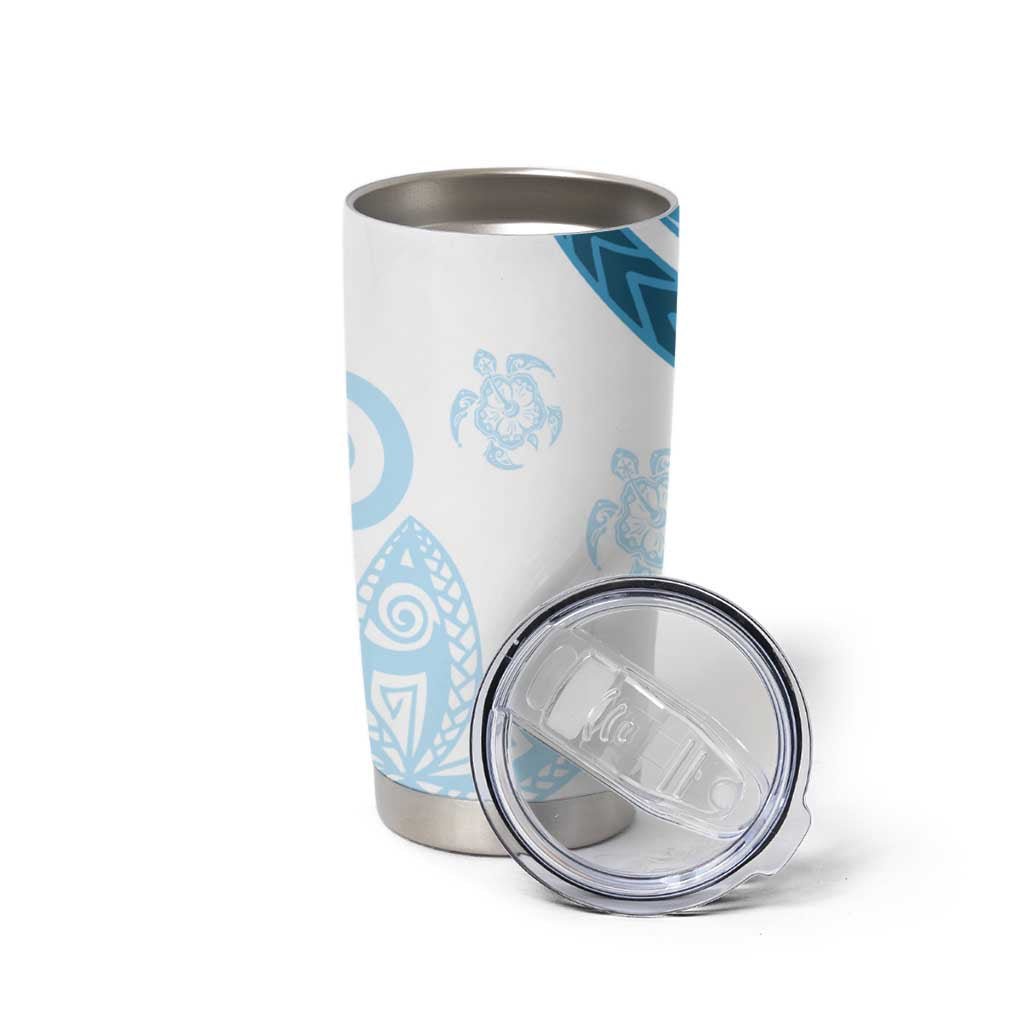 Blue Polynesian Tribal Turtle Floral Pattern Tumbler Cup