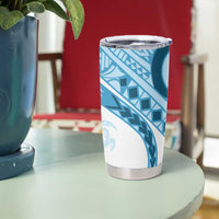 Blue Polynesian Tribal Turtle Floral Pattern Tumbler Cup
