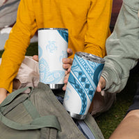 Blue Polynesian Tribal Turtle Floral Pattern Tumbler Cup