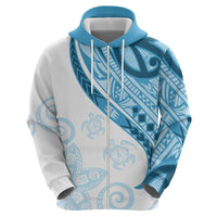 Blue Polynesian Tribal Turtle Floral Pattern Zip Hoodie LT05 - Polynesian Pride