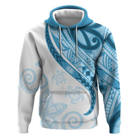 Blue Polynesian Tribal Turtle Floral Pattern Zip Hoodie LT05 Pullover Hoodie Blue - Polynesian Pride