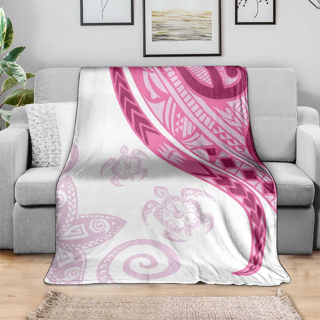 Rose Pink Polynesian Tribal Turtle Floral Pattern Blanket