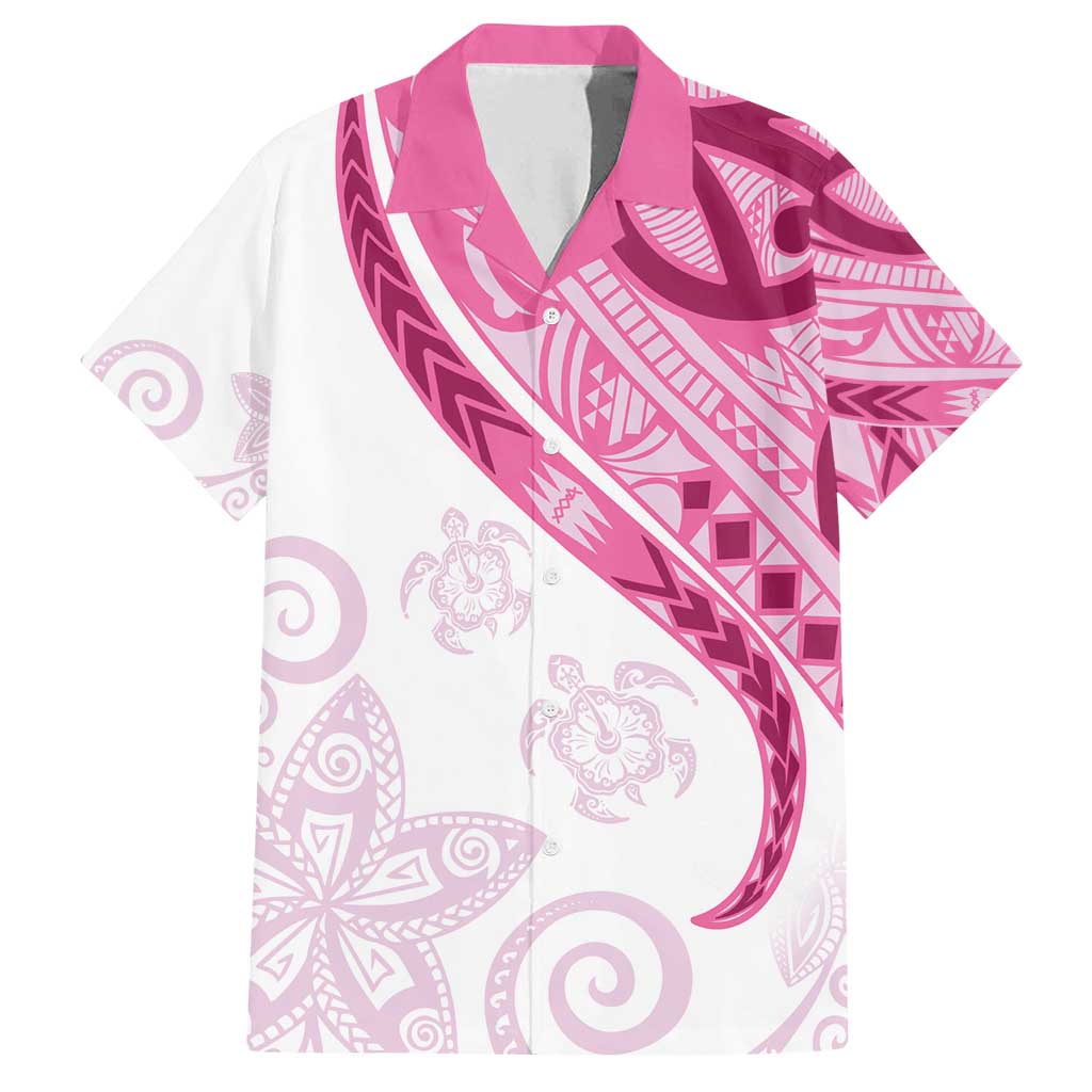Rose Pink Polynesian Tribal Turtle Floral Pattern Family Matching Puletasi and Hawaiian Shirt