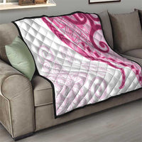 Rose Pink Polynesian Tribal Turtle Floral Pattern Quilt