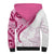 Rose Pink Polynesian Tribal Turtle Floral Pattern Sherpa Hoodie