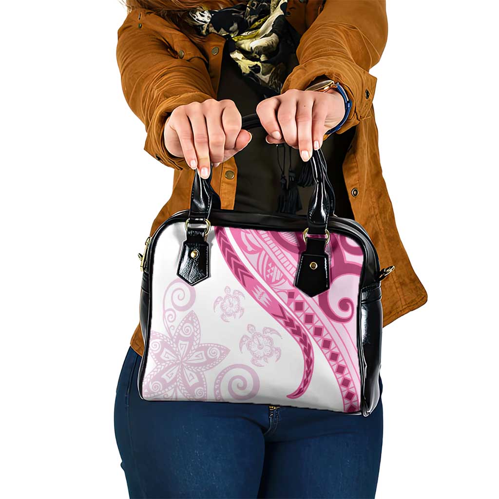 Rose Pink Polynesian Tribal Turtle Floral Pattern Shoulder Handbag LT05 One Size Pink - Polynesian Pride