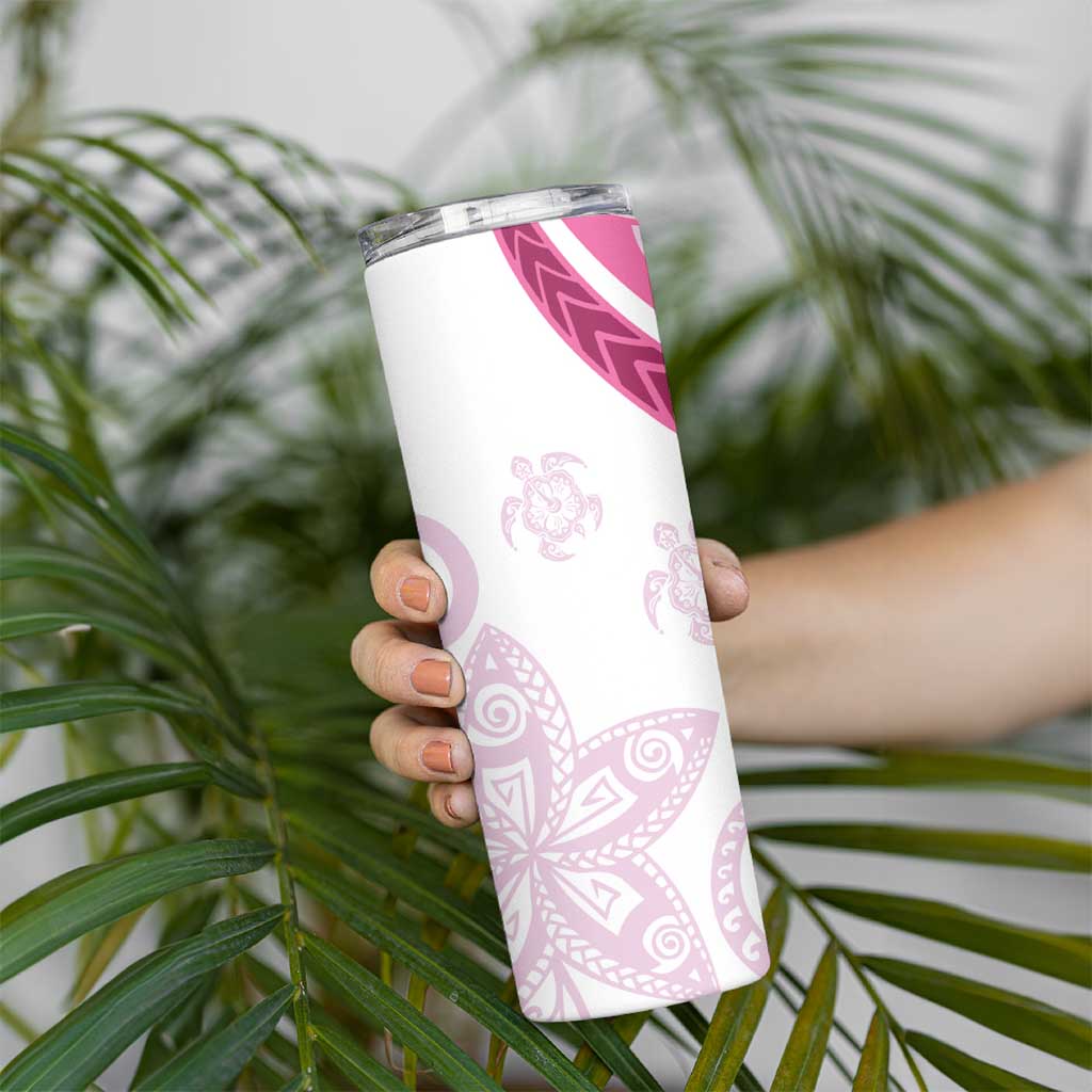 Rose Pink Polynesian Tribal Turtle Floral Pattern Skinny Tumbler