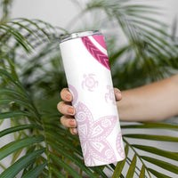 Rose Pink Polynesian Tribal Turtle Floral Pattern Skinny Tumbler