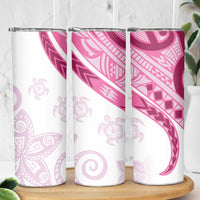 Rose Pink Polynesian Tribal Turtle Floral Pattern Skinny Tumbler
