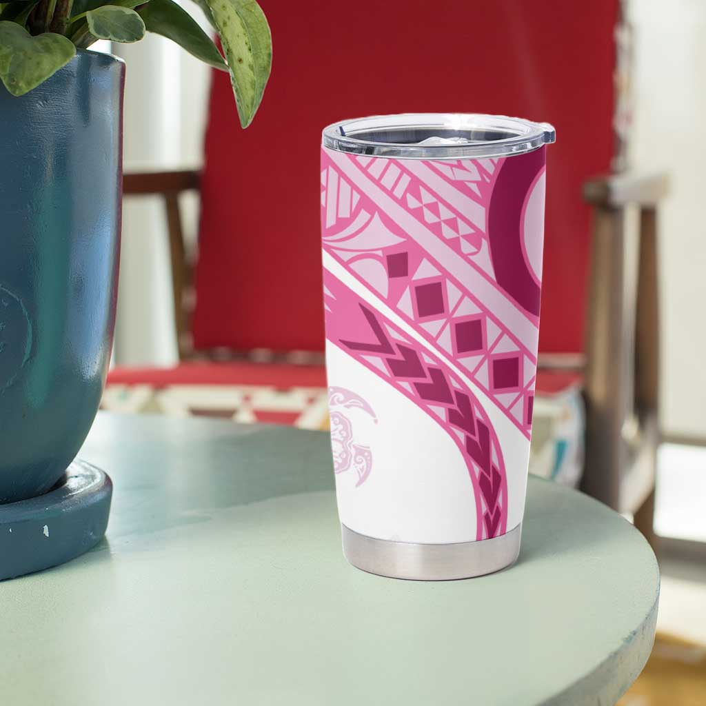 Rose Pink Polynesian Tribal Turtle Floral Pattern Tumbler Cup
