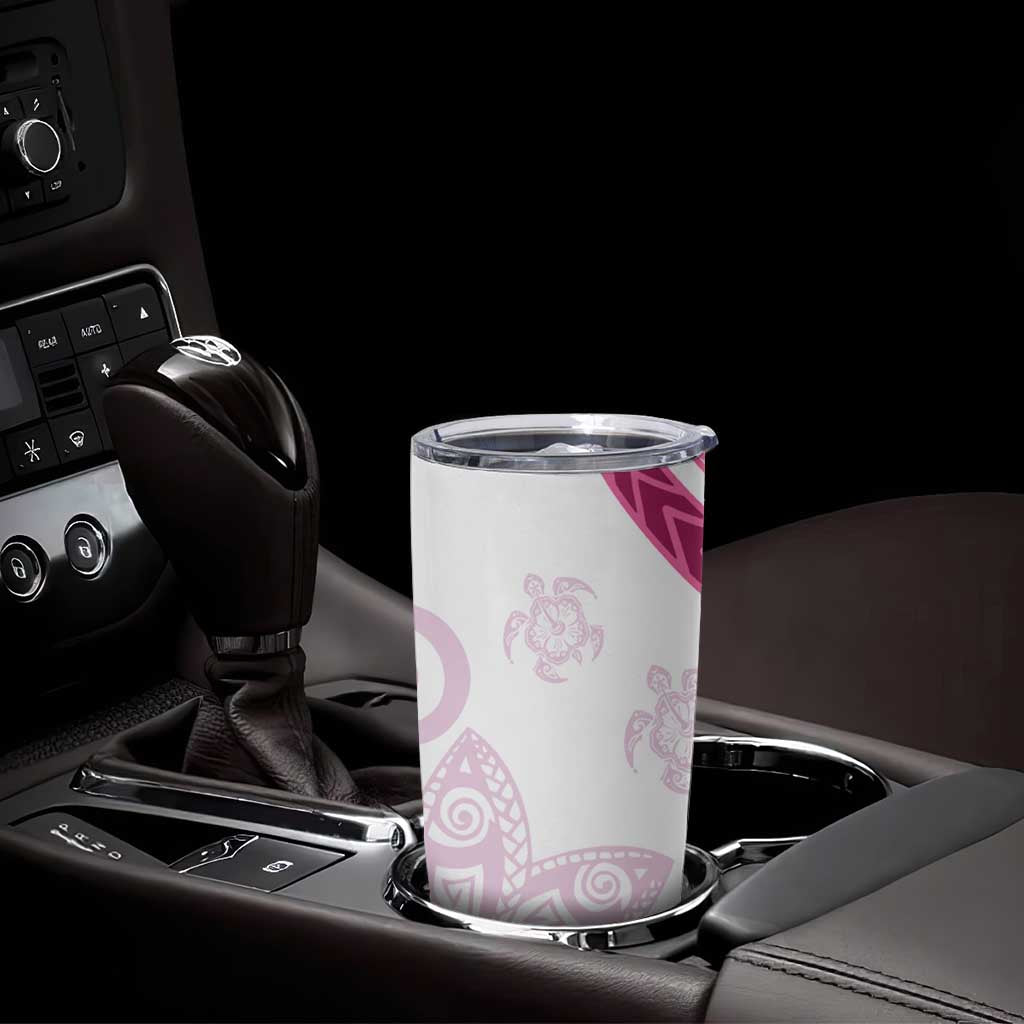 Rose Pink Polynesian Tribal Turtle Floral Pattern Tumbler Cup