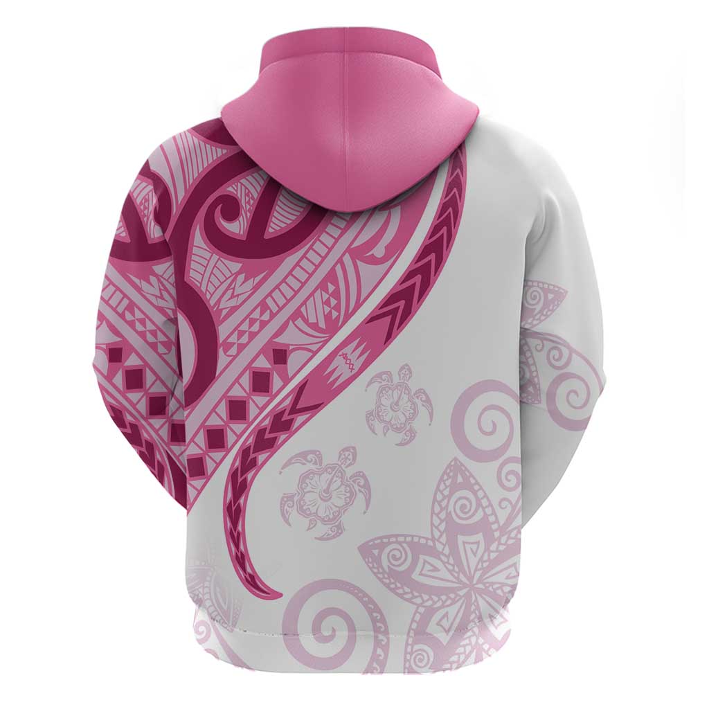 Rose Pink Polynesian Tribal Turtle Floral Pattern Zip Hoodie LT05 - Polynesian Pride
