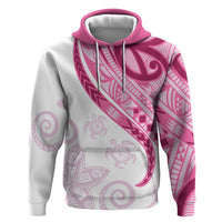 Rose Pink Polynesian Tribal Turtle Floral Pattern Zip Hoodie LT05 Pullover Hoodie Pink - Polynesian Pride