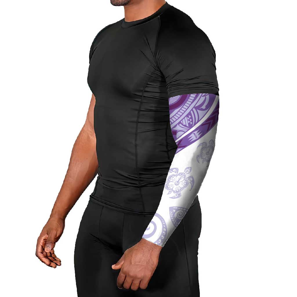 Purple Polynesian Tribal Turtle Floral Pattern Arm Sleeves - Polynesian Pride