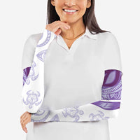 Purple Polynesian Tribal Turtle Floral Pattern Arm Sleeves - Polynesian Pride