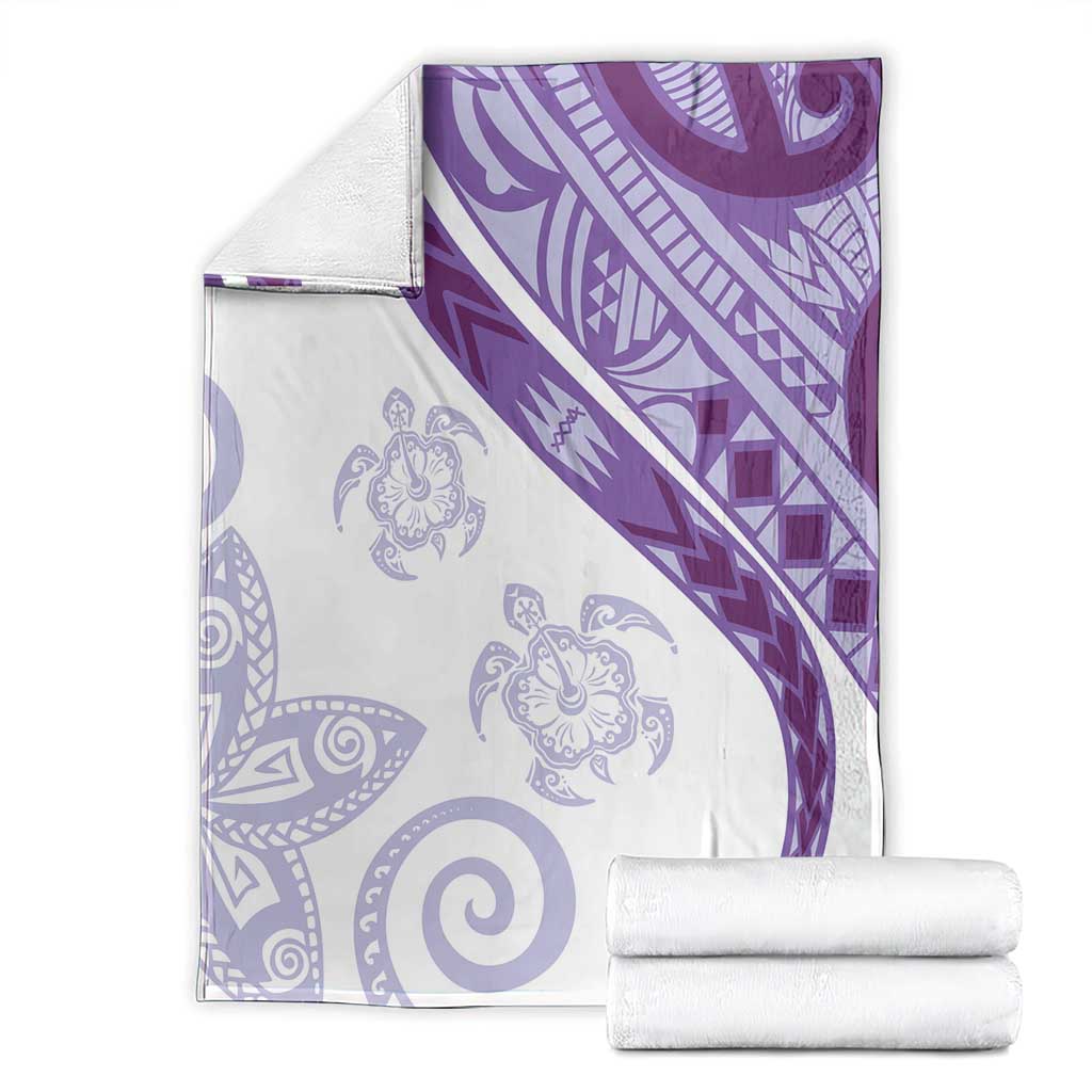 Purple Polynesian Tribal Turtle Floral Pattern Blanket
