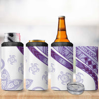 Purple Polynesian Tribal Turtle Floral Pattern 4 in 1 Can Cooler Tumbler