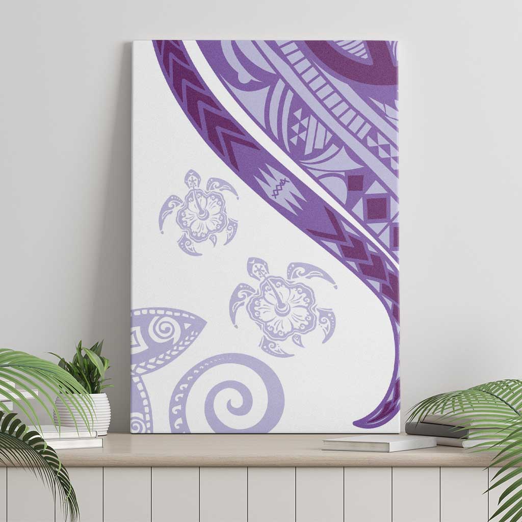 Purple Polynesian Tribal Turtle Floral Pattern Canvas Wall Art