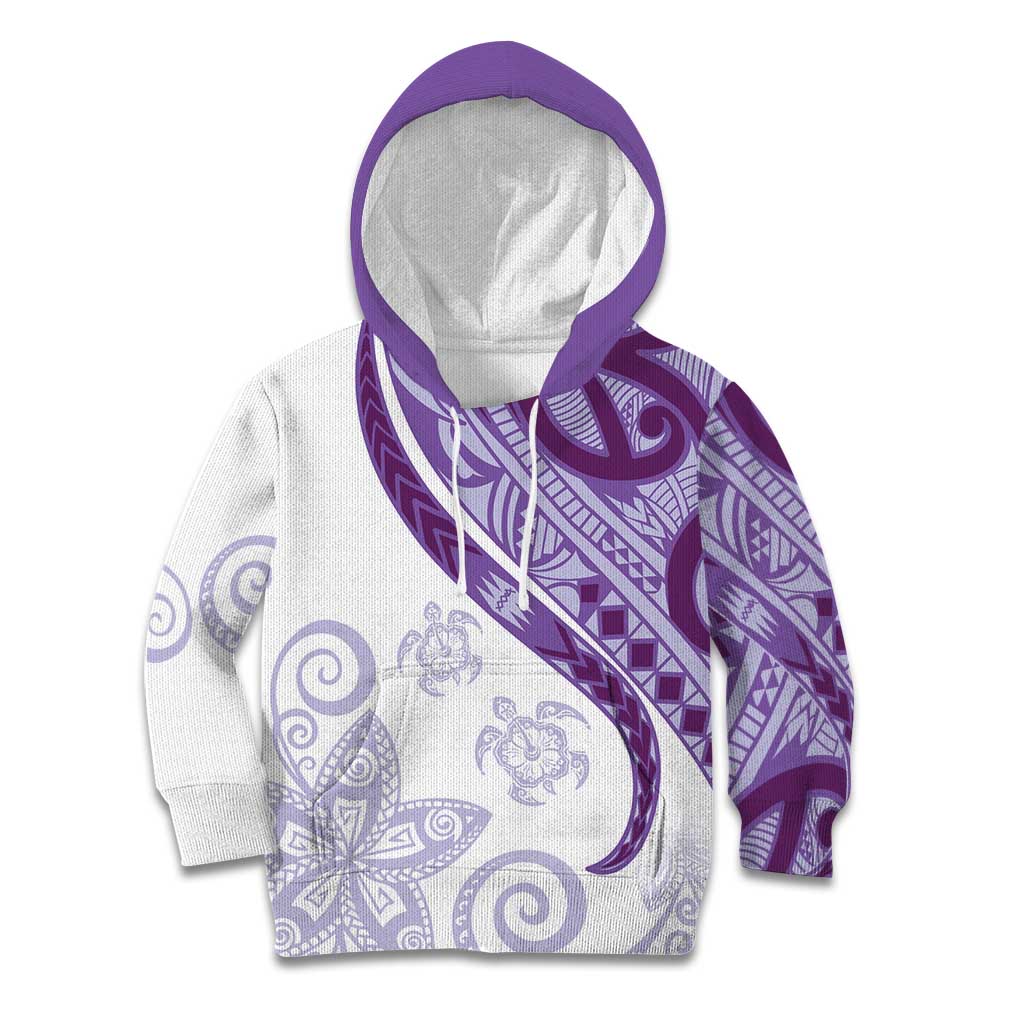 Purple Polynesian Tribal Turtle Floral Pattern Kid Hoodie