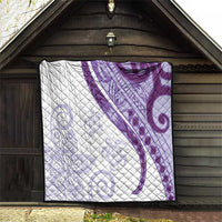 Purple Polynesian Tribal Turtle Floral Pattern Quilt