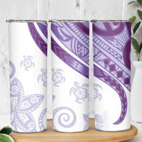 Purple Polynesian Tribal Turtle Floral Pattern Skinny Tumbler