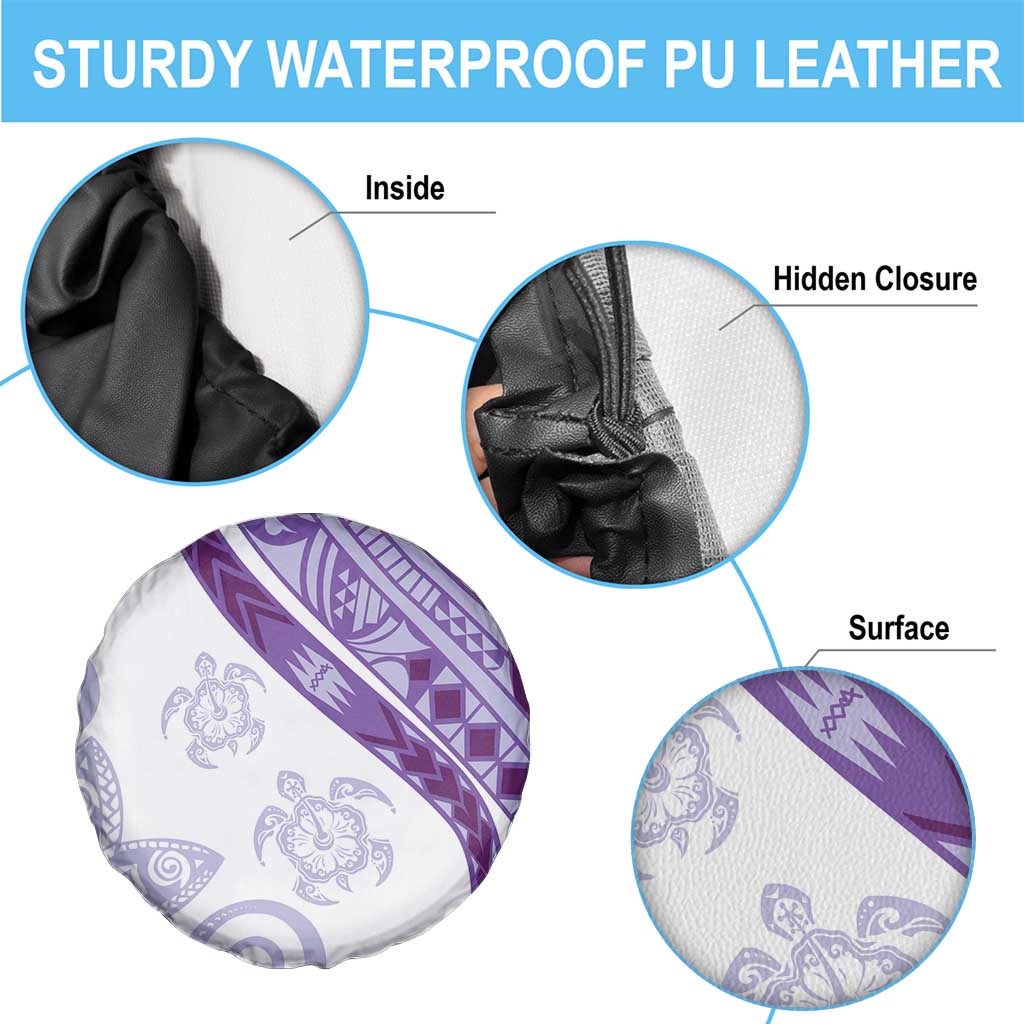 Purple Polynesian Tribal Turtle Floral Pattern Spare Tire Cover