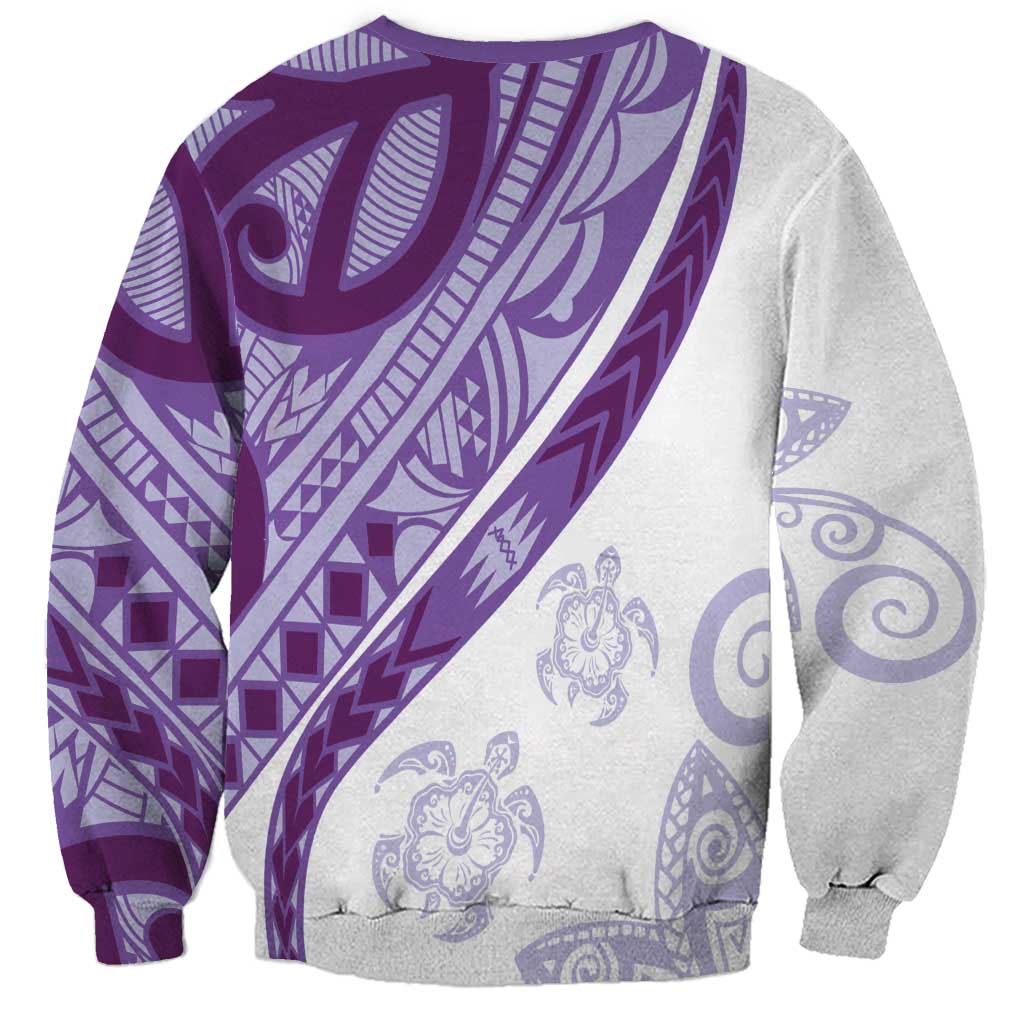 Purple Polynesian Tribal Turtle Floral Pattern Sweatshirt