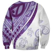 Purple Polynesian Tribal Turtle Floral Pattern Sweatshirt