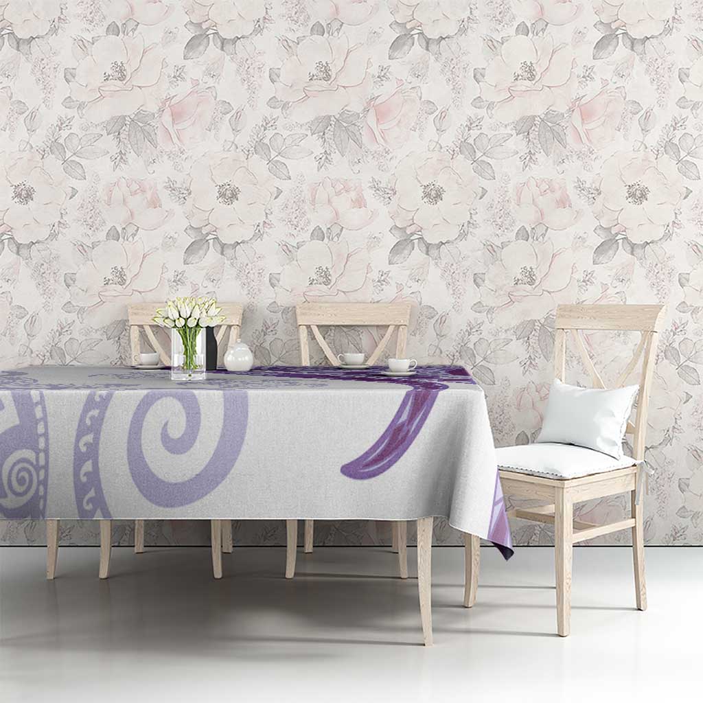 Purple Polynesian Tribal Turtle Floral Pattern Tablecloth