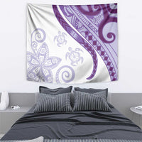 Purple Polynesian Tribal Turtle Floral Pattern Tapestry