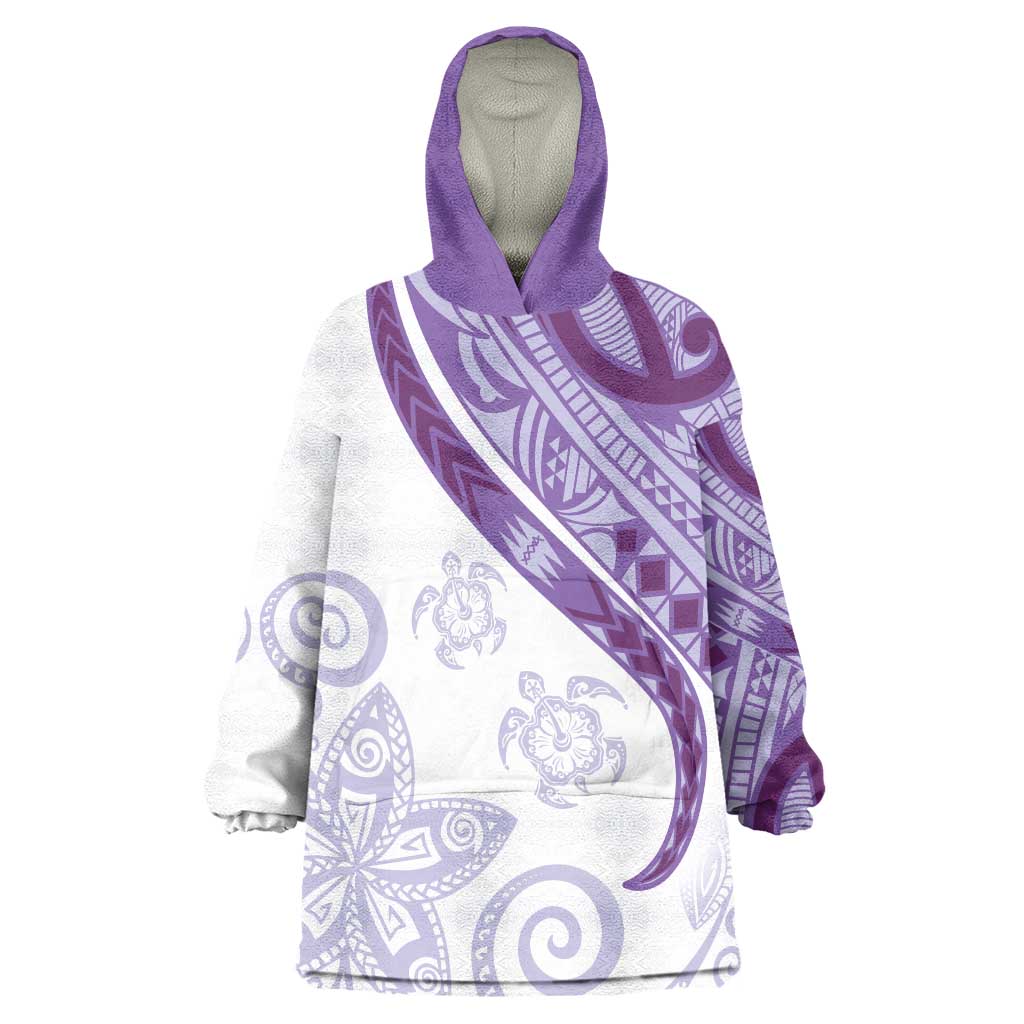 Purple Polynesian Tribal Turtle Floral Pattern Wearable Blanket Hoodie LT05 One Size Purple - Polynesian Pride