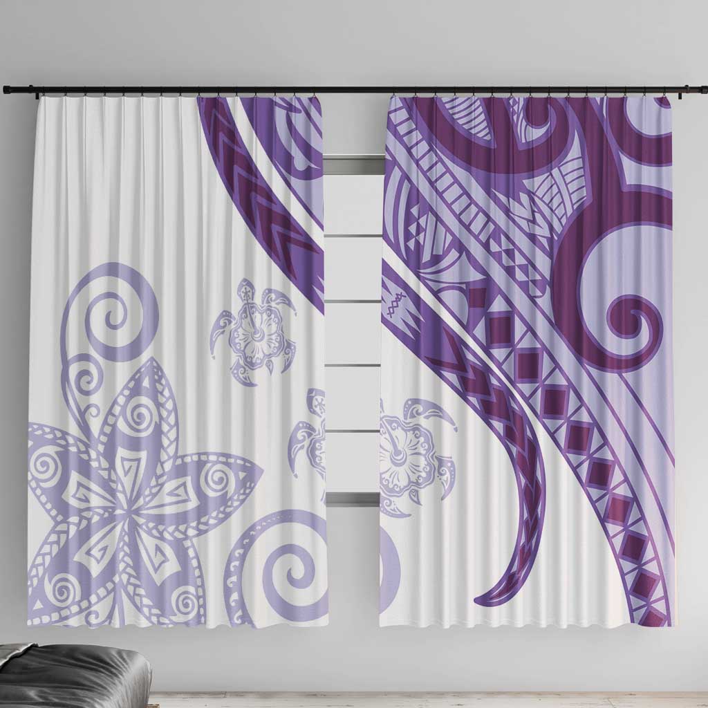 Purple Polynesian Tribal Turtle Floral Pattern Window Curtain LT05 With Hooks Purple - Polynesian Pride