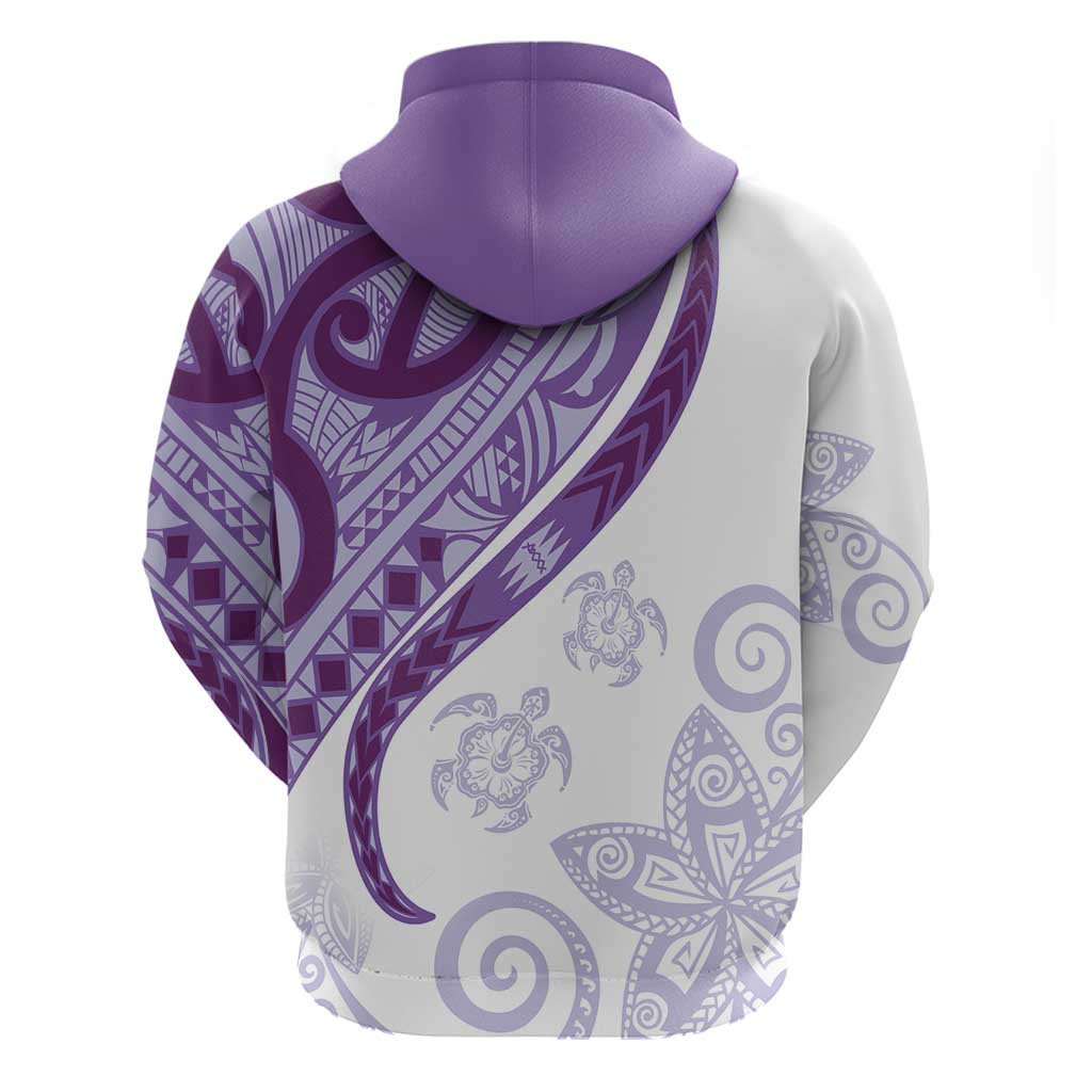 Purple Polynesian Tribal Turtle Floral Pattern Zip Hoodie LT05 - Polynesian Pride