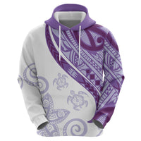 Purple Polynesian Tribal Turtle Floral Pattern Zip Hoodie LT05 - Polynesian Pride