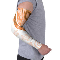 Orange Polynesian Tribal Turtle Floral Pattern Arm Sleeves - Polynesian Pride